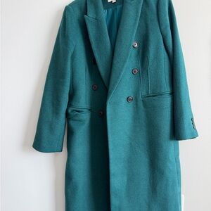 LOFT Teal Double-Breasted Pea Coat